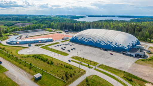 Ukonniemi areena ja Ukonniemi stadion, kesäinen ilmakuva.